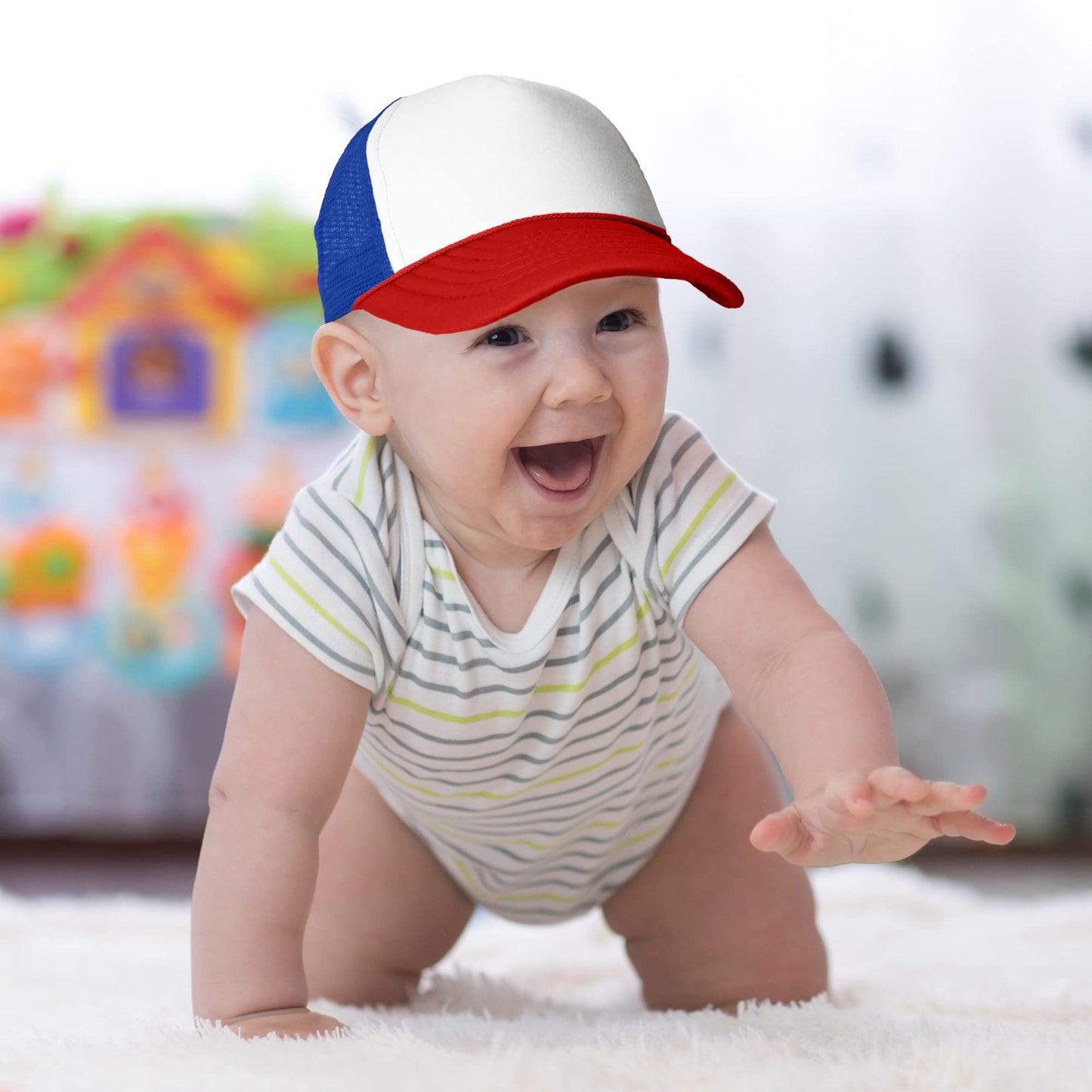Dalix Infant Trucker Hat Baby Cap Tiny Extra Small Boys Red White Royal Blue