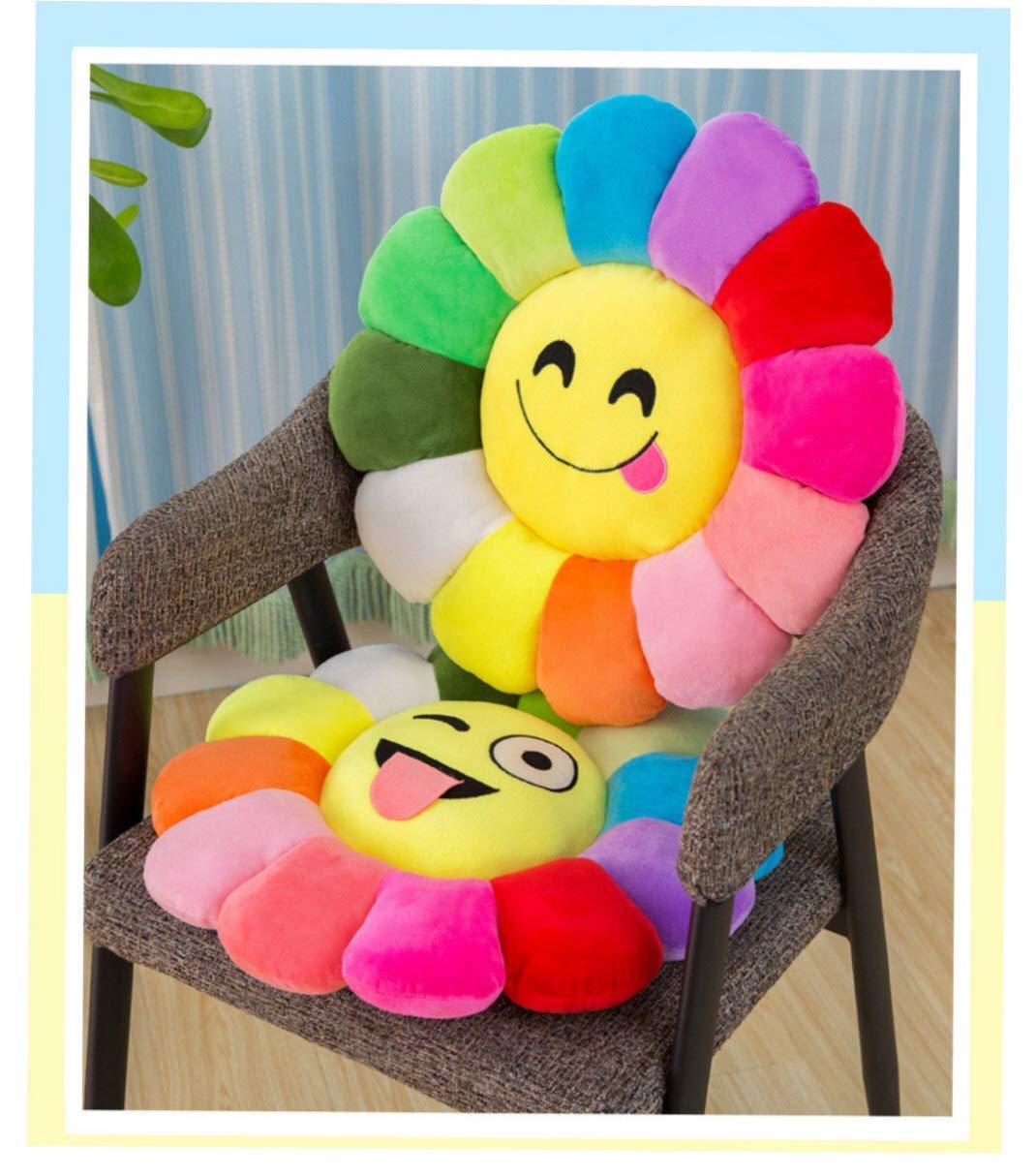 Cool Dealzz Home Furnishing Soft Velvet Sunflower Fiber Filled Smiley Back & Seat Cushions, Use in Kids Playing, Room Decorate, 