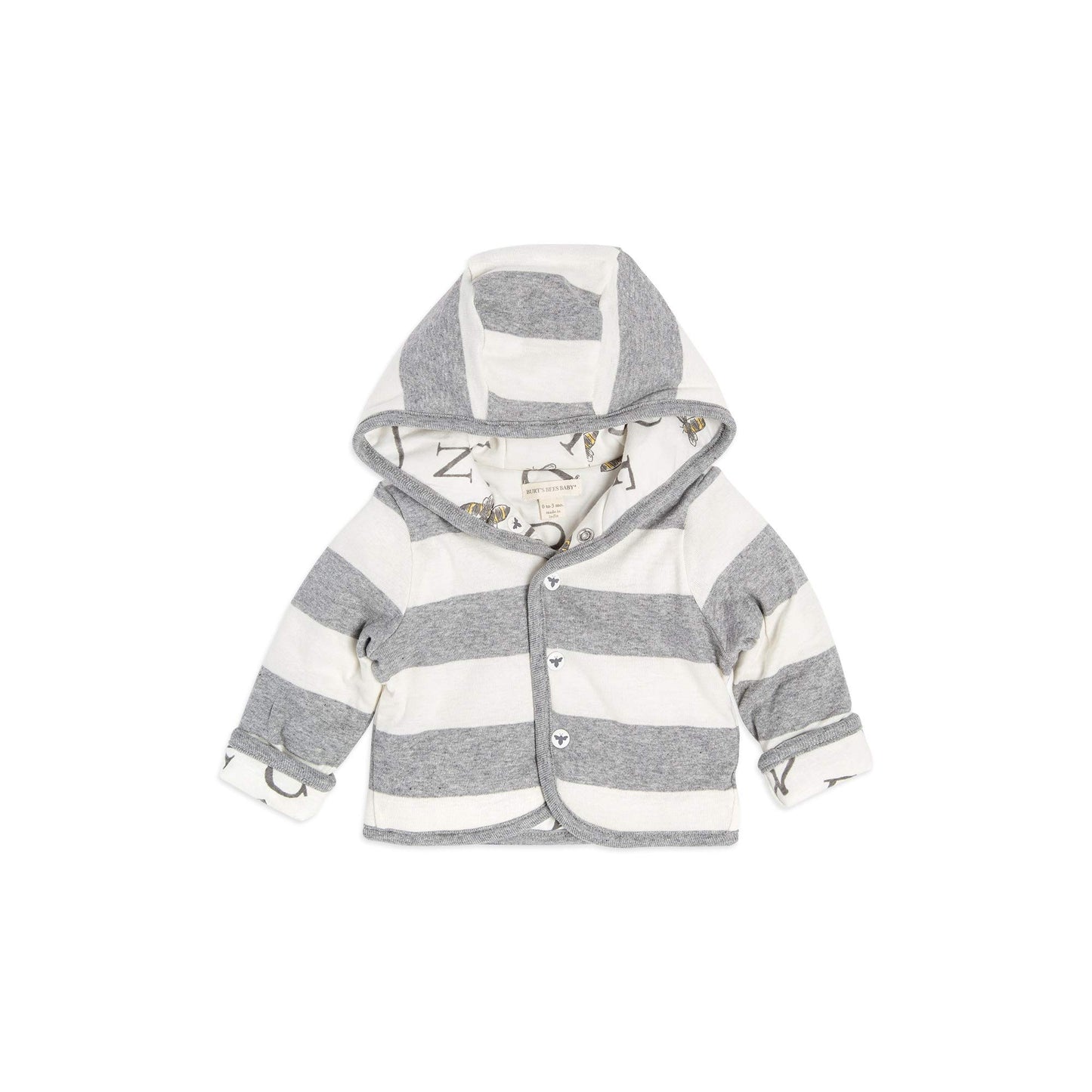 Burt'S Bees Baby Baby Girls Sweatshirts, Lightweight Zip-Up Jackets & Coats, Organic Cotton Hooded Sweatshirt, Heather Grey Abc,