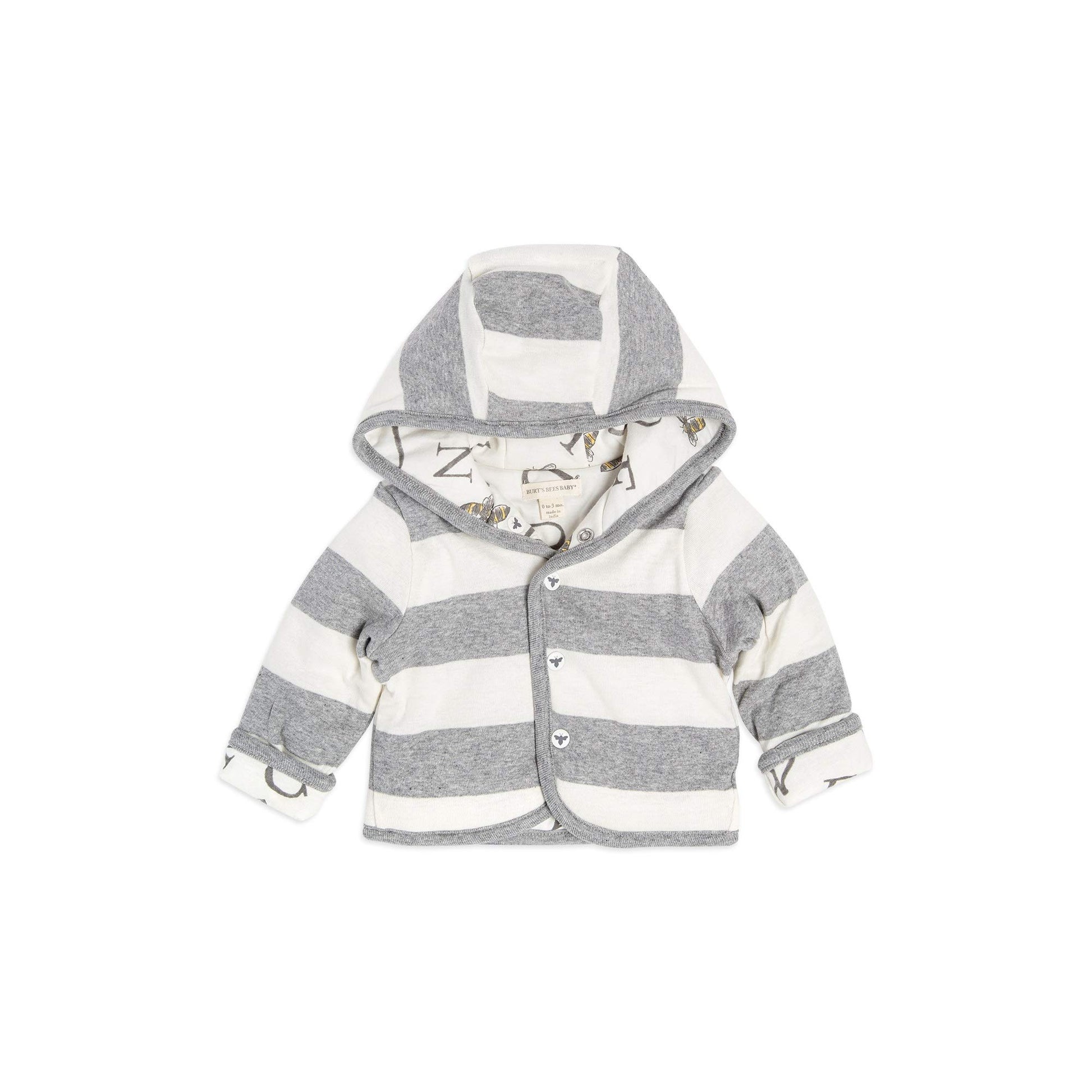 Burt'S Bees Baby Baby Girls Sweatshirts, Lightweight Zip-Up Jackets & Coats, Organic Cotton Hooded Sweatshirt, Heather Grey Abc,