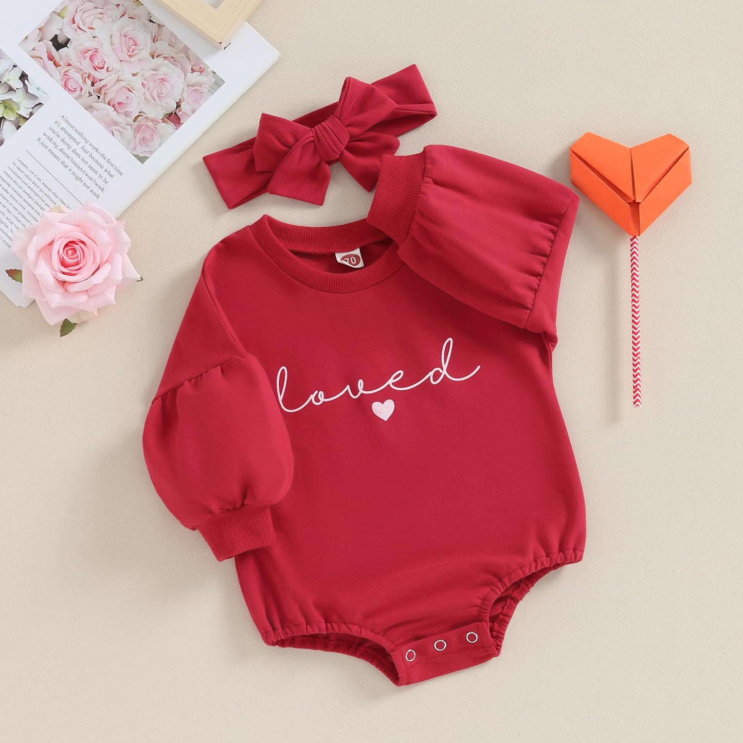 Lucikamy Newborn Baby Boy Girl Valentine'S Day Outfits Sweatshirt Romper Infant Long Sleeve One Piece Romper Spring Clothes (Red