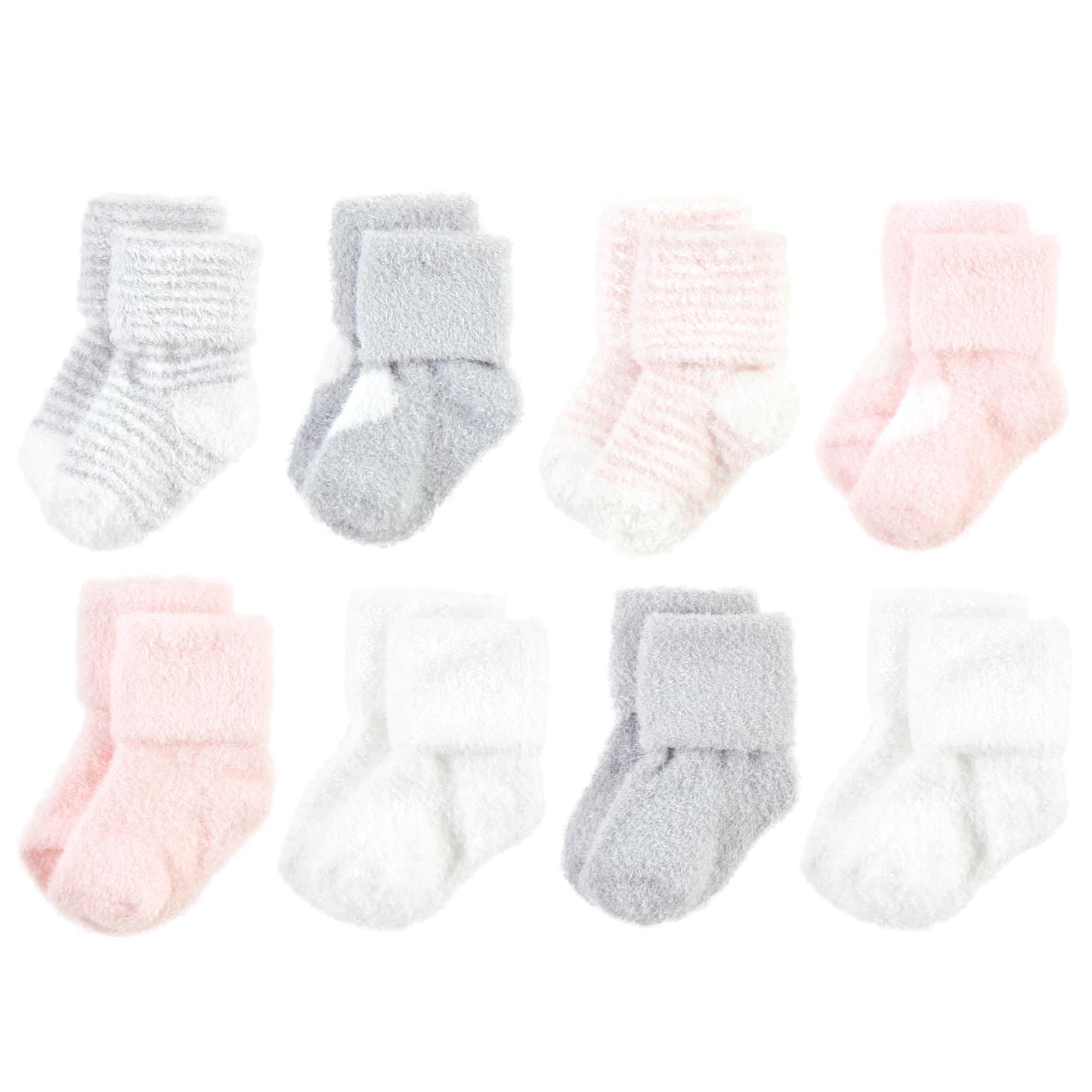 Hudson Baby Unisex Baby Cotton Rich Newborn And Terry Socks, Pink Heart, 6-12 Months