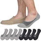 Jormatt Genuine Mens No Show Socks, Loafer Sneakers Low Cut Cotton Socks With Non Slip Grips, Black+Grey, 8 Pairs, 1315