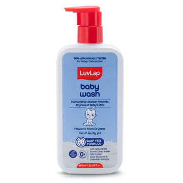 Luvlap Baby Wash - 600Ml, With Milk Protein, Oatmeal, Shea Butter And Vitamin E, Soap Free, Baby Wash For Baby Bath, Natural, Ph