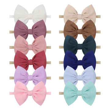 Yanjie Baby Girls Nylon Headbands Newborn Bows Handmade Hair Bows Hairbands Hair Accessories For Newborn Infant Toddlers Kids (4