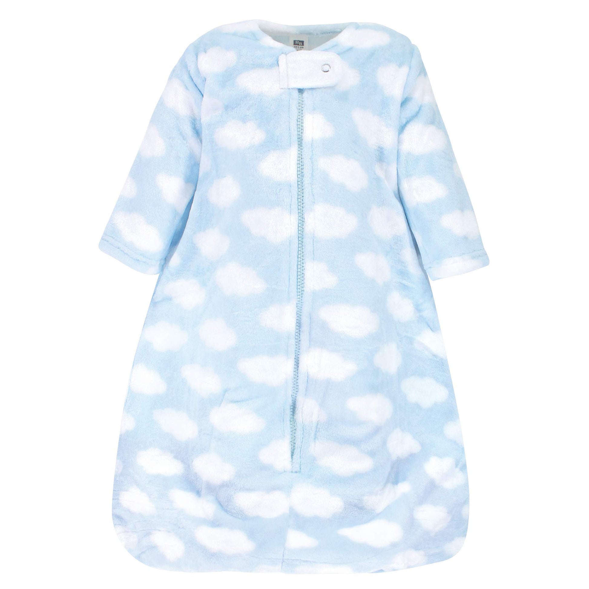 Hudson Baby Unisex Baby Plush Sleeping Bag, Sack, Blanket, Blue Clouds, 0-6 Months