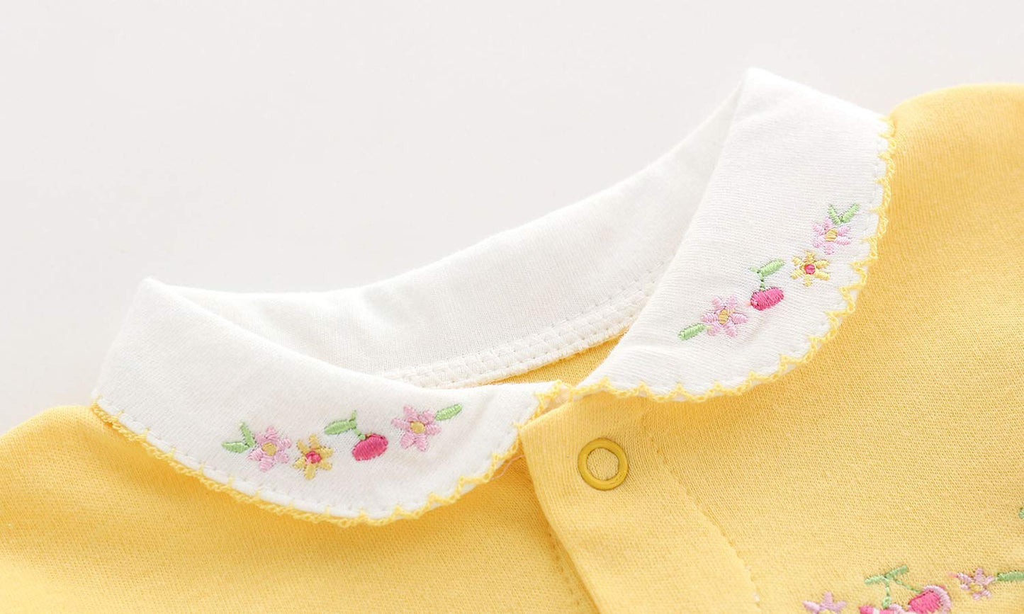 Infant One Piece Jumpsuit 100% Organic Cotton Romper For 0-3 Month Newborn Baby Spring Autumn Summer Outerwear Embroidery