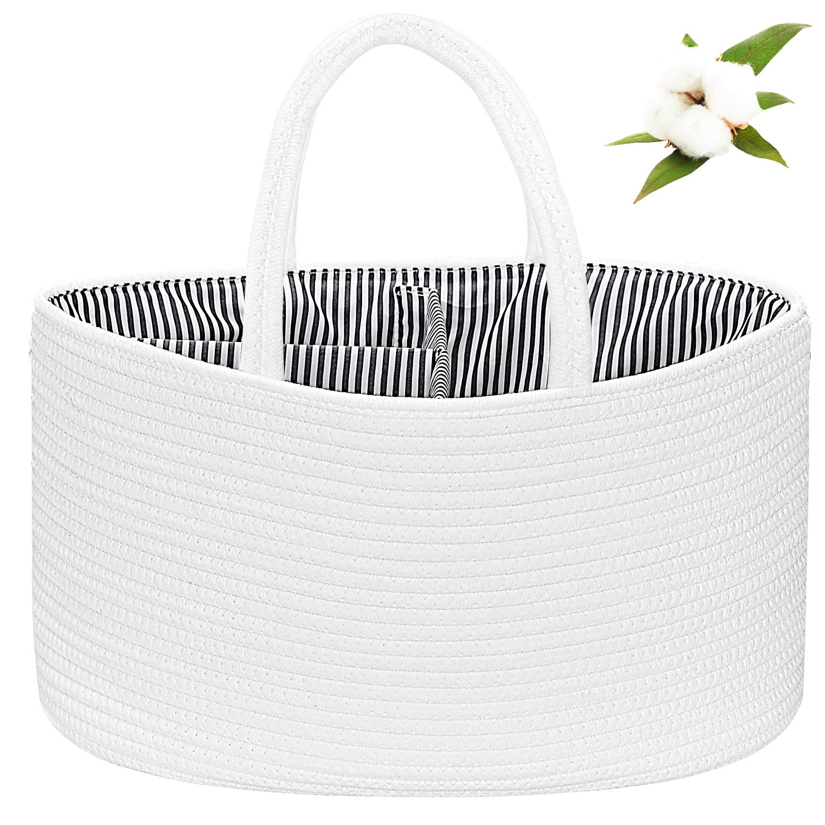 ABenkle X-Large Diaper Caddy Organizer - Cotton Rope Nursery Storage Basket for Baby Essentials, Boys & Girls Shower Gift, Chang