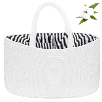 ABenkle X-Large Diaper Caddy Organizer - Cotton Rope Nursery Storage Basket for Baby Essentials, Boys & Girls Shower Gift, Chang