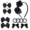 baotongle 11pcs Black School Hair Accessories Set Uniform Hair Bow Headband Clips Hair Ties Curly Bows for Little Toddler School