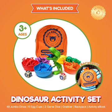 Jumbo Sorting & Counting Dinosaurs Matching Game - Educational Dinosaur Toys for 3 4 5 Year Olds with 54 Math Manipulatives, Din