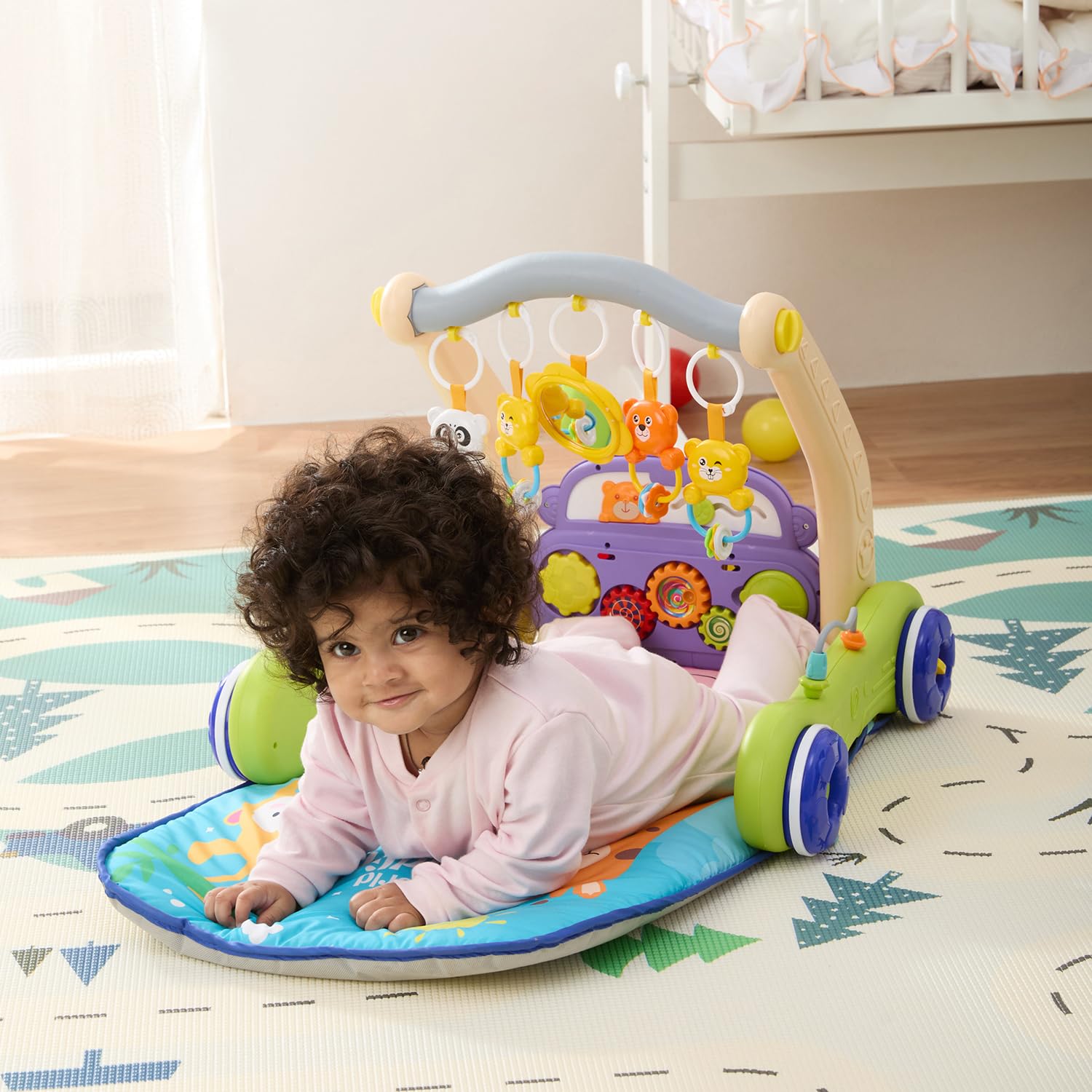 Amazon Brand  Supples 2 In 1 Musical Baby Play Gym With Convertible Walker | Push Walker With Play Piano, Lights, Rattles & Tum
