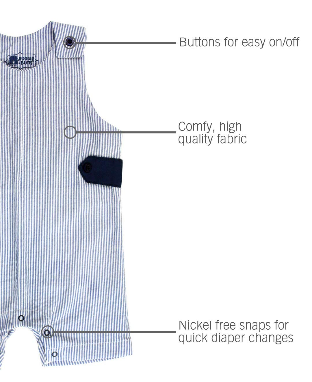 Ruggedbutts Baby/Toddler Boys Blue Striped Seersucker Jon Jon - 18-24M