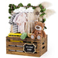 Wooden Baby Shower Crate Closet, Baby Gift Basket With Handle And Garland Storage Crate Hamper, Baby Shower Wooden Gift Crate, W