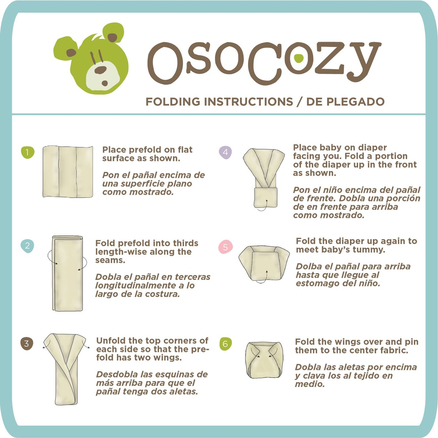 OsoCozy Prefolds Bleached Cloth Baby Diapers, Size 1 (7-15 lbs), Soft, Absorbent and Durable 100% Natural Cotton, Our Top Sellin