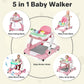Baby Walker With Wheels, 5 In 1 Walker For Baby Boy Girl 6-12 Months With Bouncer, Music And Lights Baby Jumper Activity Center,