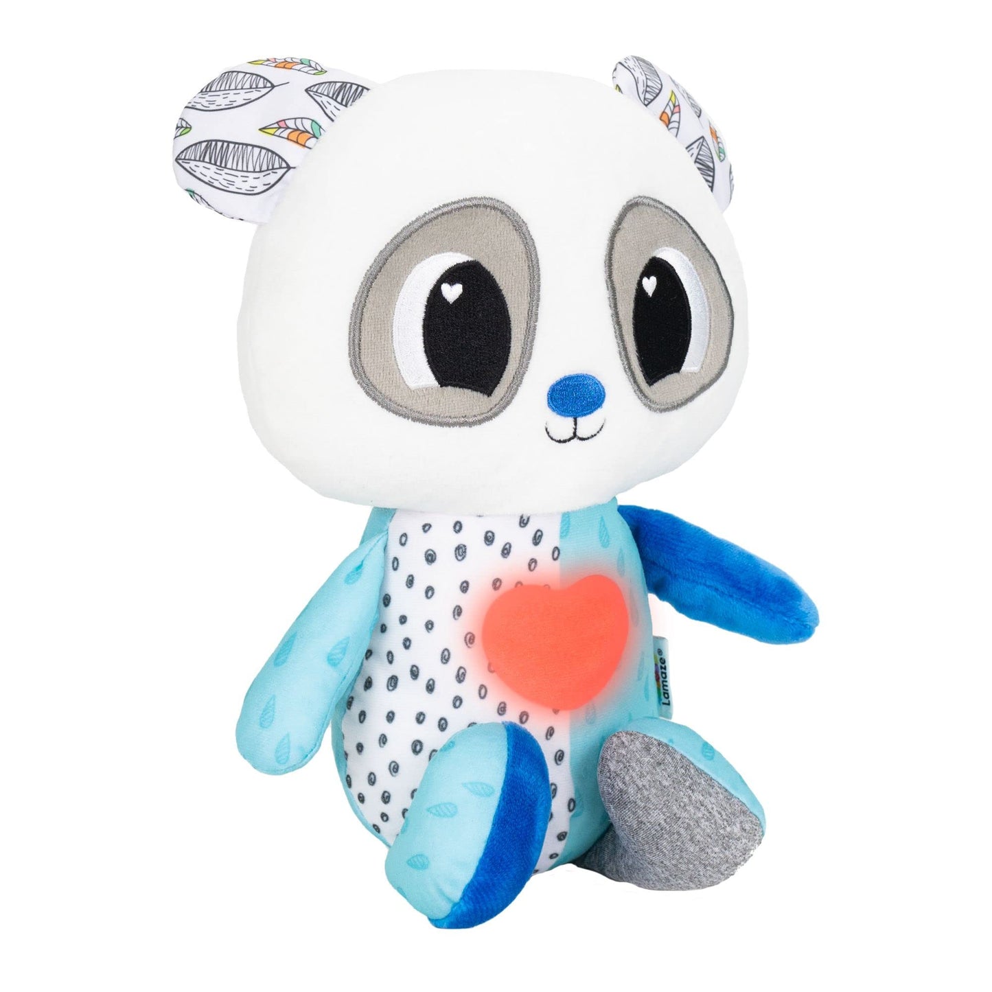 Lamaze Soothing Heart Panda Plush Lullaby Stuffed Animal - Vibrating Baby Soother Includes Calming Glowing Heartbeat and 3 Lulla
