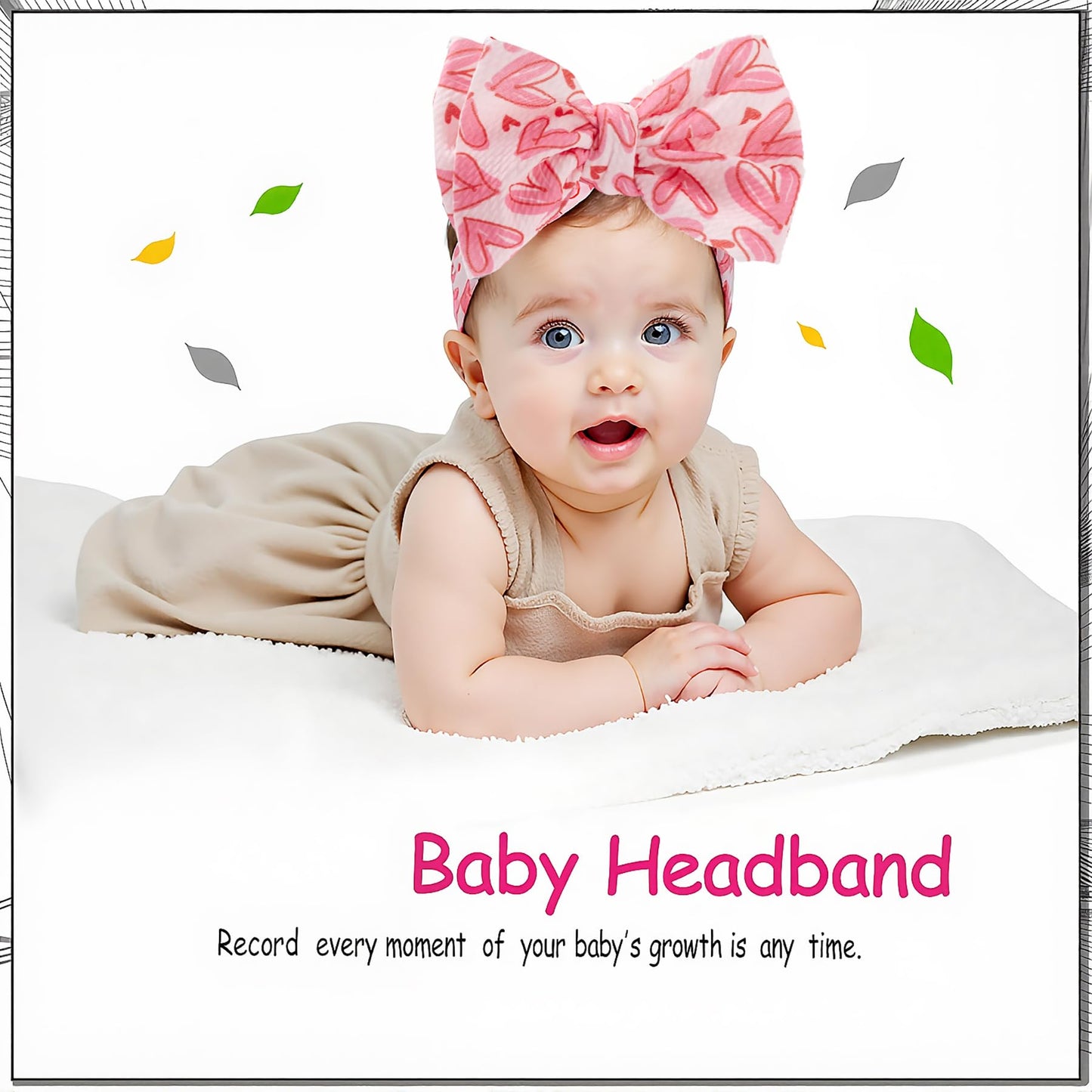 Qfv Baby Girl Bows Newborn Headband Valentine'S Infant Big Bows For Birthday/Baby Shower/Photography/Baby Gifts (Red & Pink Love