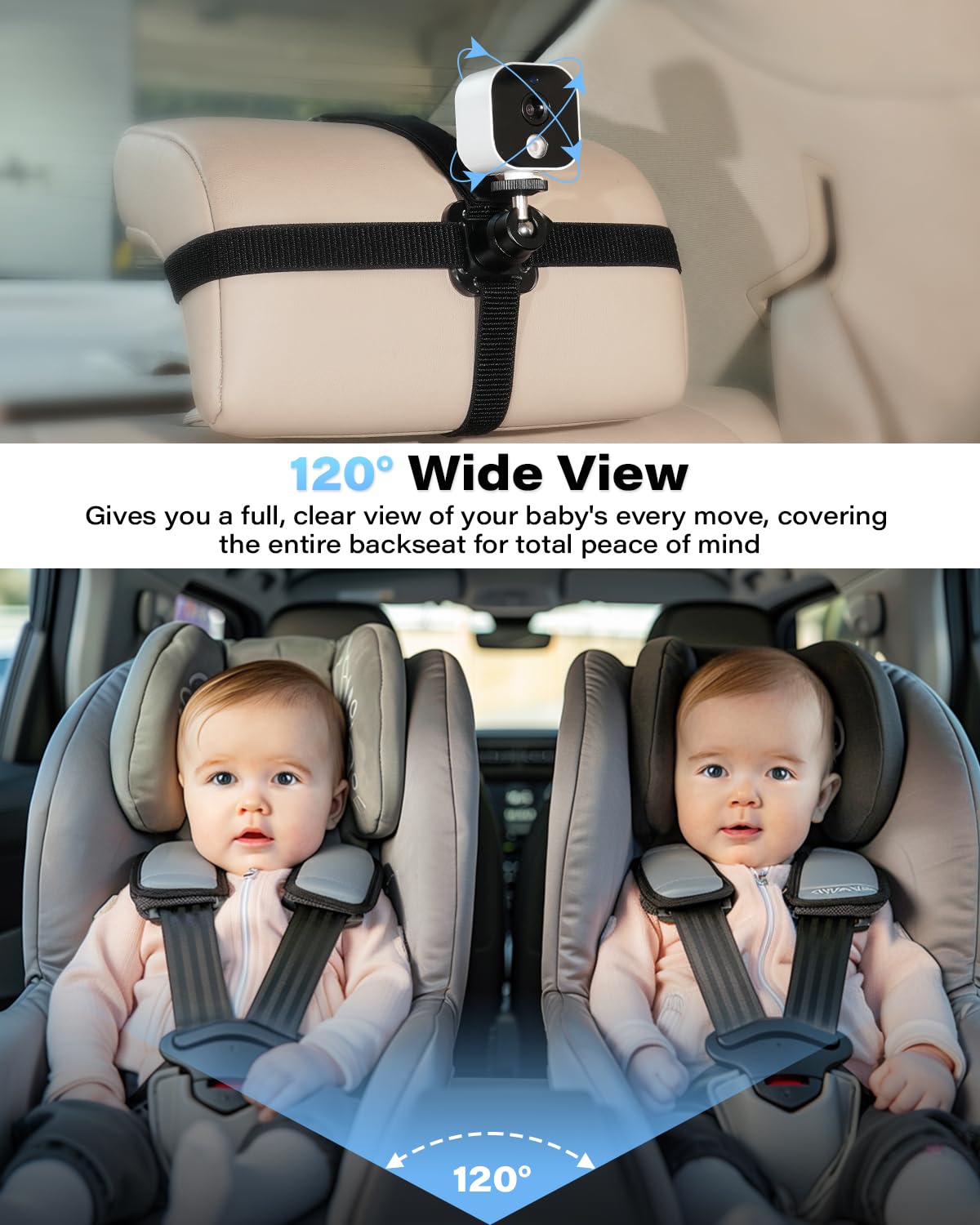 A2C Baby Car Camera, 5' 1080P Hd Baby Monitor With Night Vision & Feeding Reminder, Rear-Facing Car Seat Monitor For Backseat &