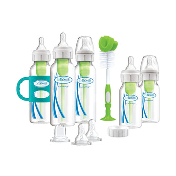 Dr. Browns Natural Flow Anti-Colic Options+ Narrow Bottle To Sippy Gift Set With Soft Silicone Sippy Spout, Removable Silicone H