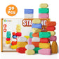 D-FantiX 39 PCS Silicone Sorting Stacking Rocks Stones, Sensory Learning Montessori Toys for 3 4 5 6 Year Old Kids, Educational