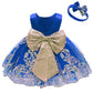 Flower Girls Dresses Wedding Baby Birthday Party Christmas Easter Pageant Event Prom Lace Dress (Sapphire,90)