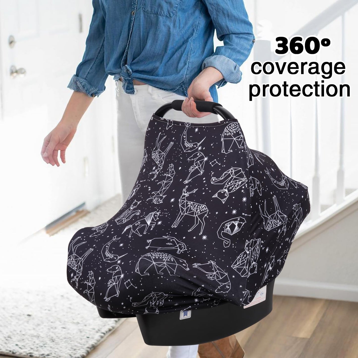 Rquite Baby Car Seat Cover, Carseat Cover Girls Boy, Stretchy Infant Car Seat Cover, Breathable Baby Carrier Cover, Soft Car Sea