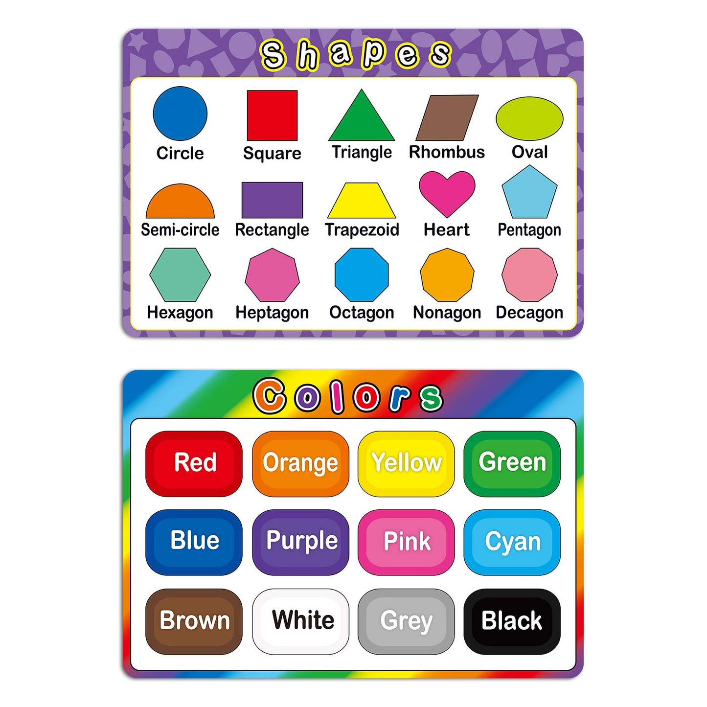 Patelai 4 Pcs Educational Preschool Placemat For Toddler And Kid, Non Slip Washable Reusable Learning Placemat For Nursery Homes