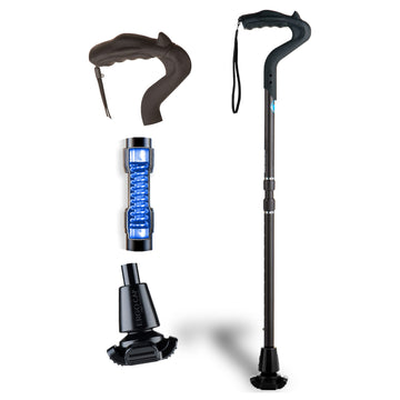 Ergocane 2G By Ergoactives As Seen On Tv. Spring-Assisted Shock Absorber Fully-Adjustable Ergonomic Cane, Newly Released, Equipp