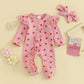 Ayalinggo Valentines Baby Girl Outfit Bowknot Heart Footie Romper Long Sleeve Onesie Newborn Christmas Clothes (Love Heart, 6-12