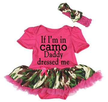 Petitebella If I'M In Camo Daddy Dressed Me Baby Dress Nb-18M (Pink, 3-6 Months)