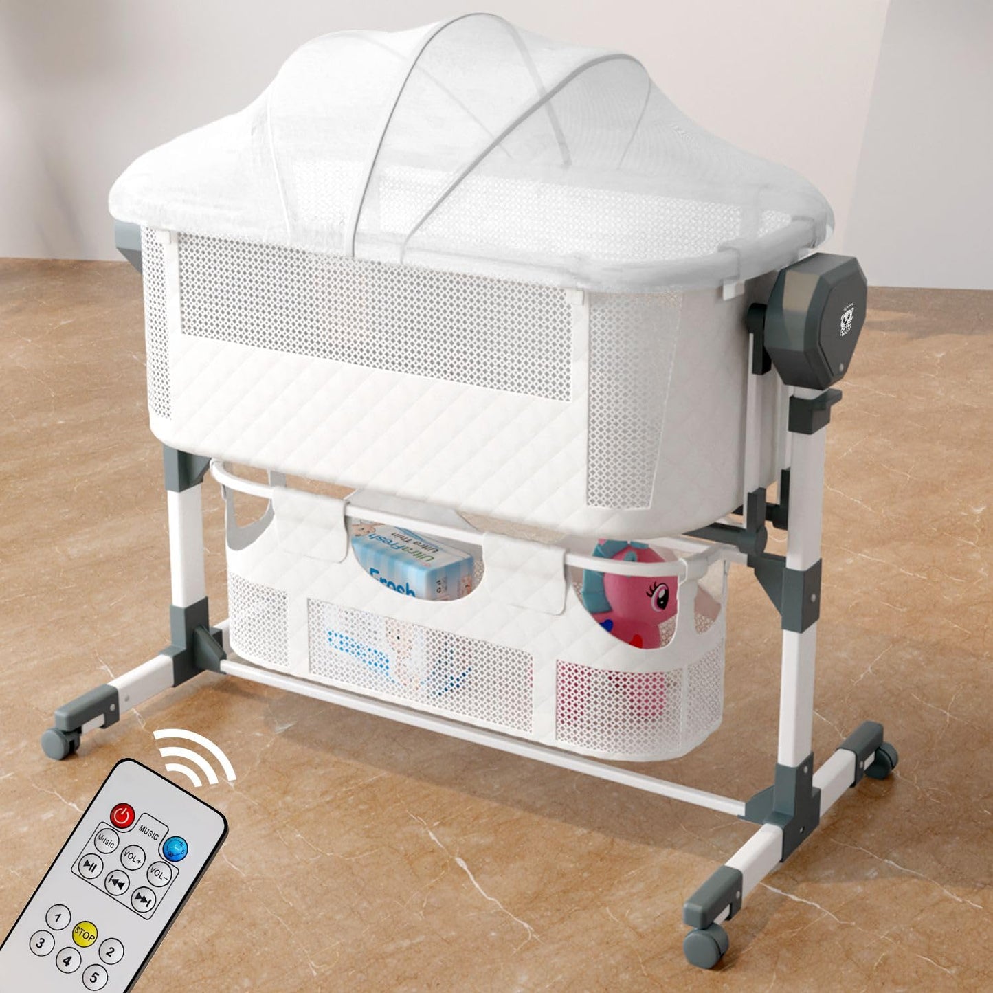 Lifelong Cuppy 3 In 1 Baby Electric Cradle For 0 To 3 Yrs | Bedside Crib With 5 Height Level | Mosquito Net 5 Speed Swing With M