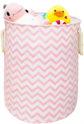 VAIVUSTO Round Laundry Basket, Waterproof Canvas Large Clothes Basket Laundry Hamper with Handles,Cute Cartoon Kids Nursery Hamp