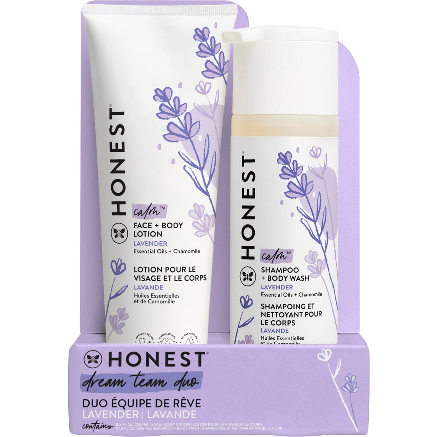 The Honest Company 2-In-1 Cleansing Shampoo + Body Wash And Face + Body Lotion Bundle  Gentle For Baby  Naturally Derived  Laven