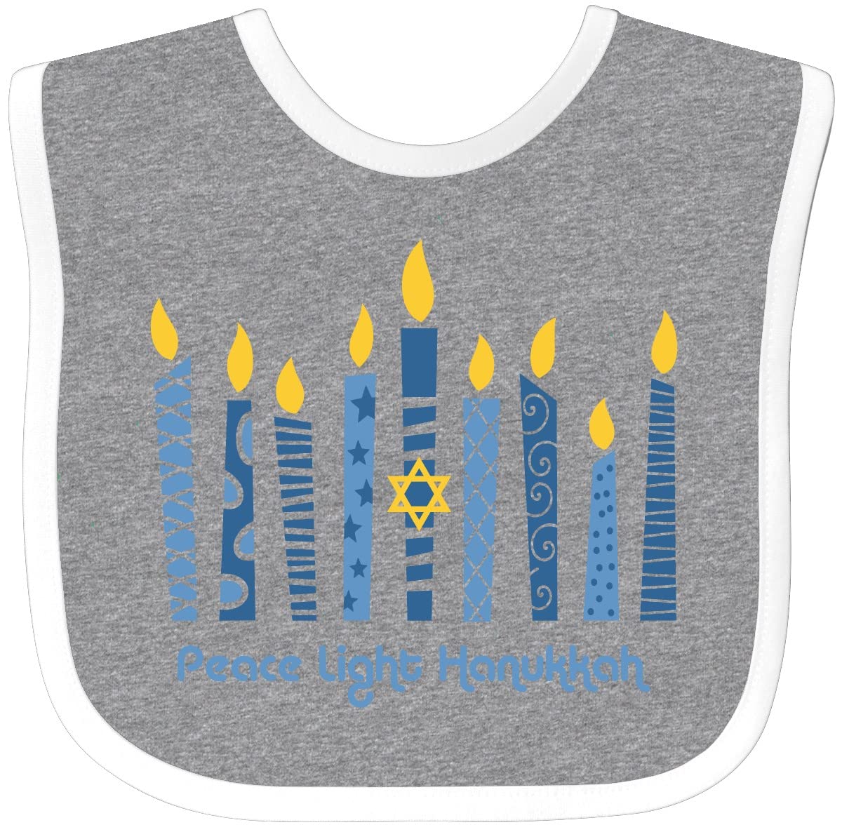 Inktastic Peace Light Hanukkah Baby Bib Heather And White 27Db5