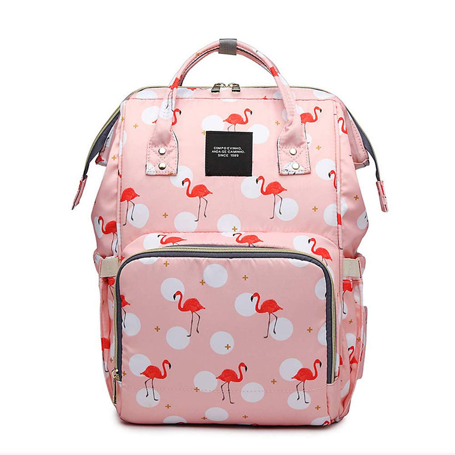 House Of Quirk Baby Diaper Bag Maternity Backpack (Printed Pink Flamingo)