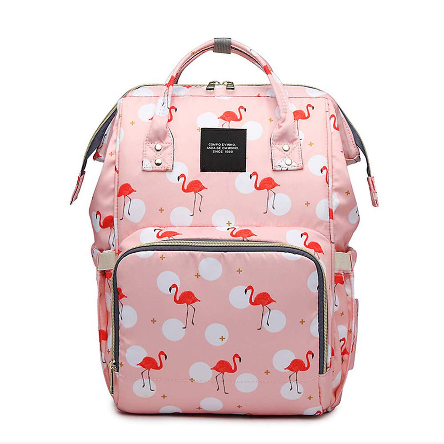 House Of Quirk Baby Diaper Bag Maternity Backpack (Printed Pink Flamingo)