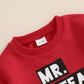 Baby Boy Fall Clothes Set Long Sleeve Letter Print Sweatshirt Pants Valentines Day Outfits 6 12 18 24 Months 2T (Heart Red, 3-4