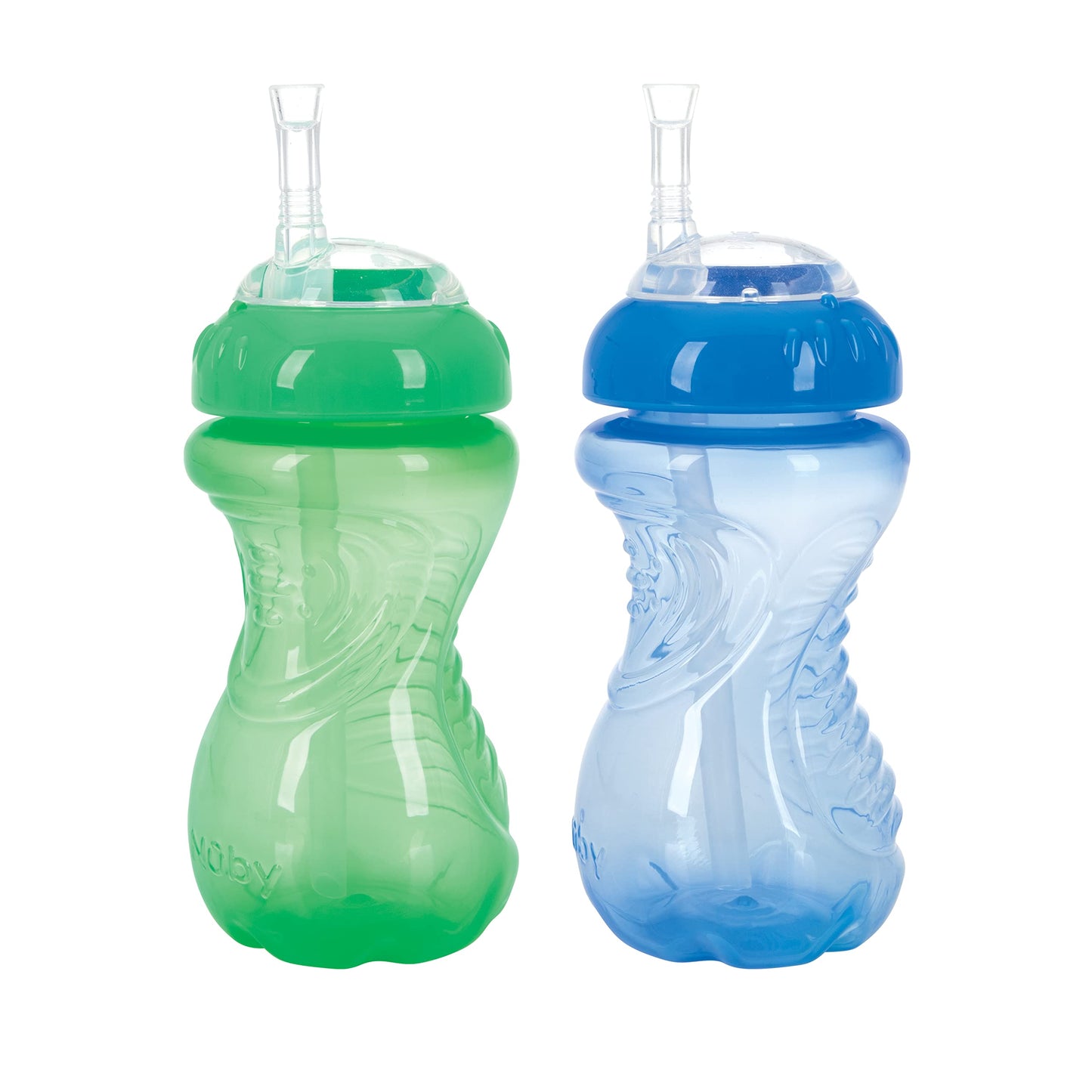Nuby 2-Pack No-Spill Cup With Flex Straw, 10 Ounce, Colors May Vary