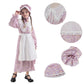 Ltakk Prairie Dresses For Girls Pioneer Colonial Costume Girl Pilgrim Dress With Shawl, Apron And Bonnet, Violet, Small