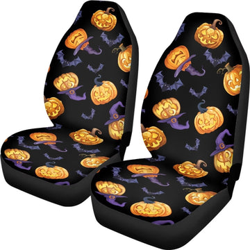 Whosucclay Halloween Pumpkin Pattern Car Seat Covers for Front Seats Only, 2 Packs Car Accessories, Automotive Cushion Protector