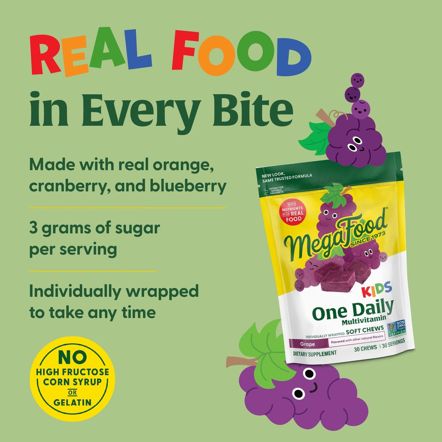 Megafood Kids One Daily Multivitamin Soft Chews - Kids Vitamins With Vitamin B, Vitamin C, Vitamin D & Vitamin E - Age 4+, Veget
