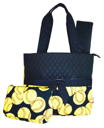 Ngil Softball Print Quilted Diaper Bag