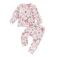Kupretty Toddler Baby Girl Valentines Day Outfits Heart Waffle Knit Sweatshirts and Pants Set Fall Winter Spring Clothes (Pink, 