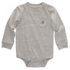 Carhartt Long-Sleeve Pocket Bodysuit, Grey Heather, 24 Months