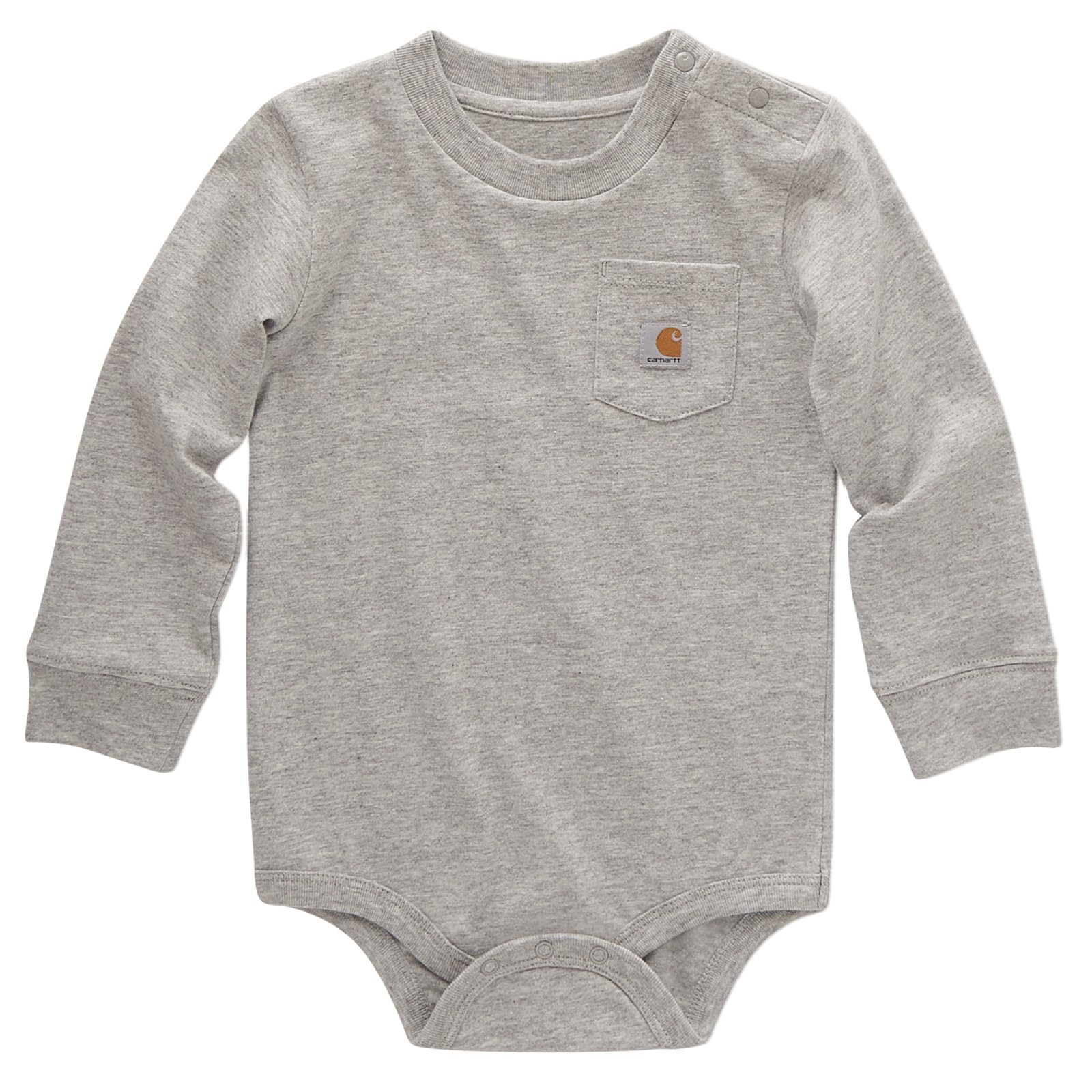 Carhartt Long-Sleeve Pocket Bodysuit, Grey Heather, 3 Months