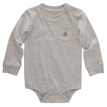 Carhartt Long-Sleeve Pocket Bodysuit, Grey Heather, 12 Months