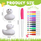 Jerify 12 Pcs 2 Inch White Blank Rubber Ducks Creative Rubber Ducks with Pens of 12 Colors for Pool Bathtub Float Cute Easter DI