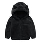 JESKIDS Toddler Girls Boys Fleece Hoody Jacket Zip Up Teddy Coat Warm Winter Outwear Black