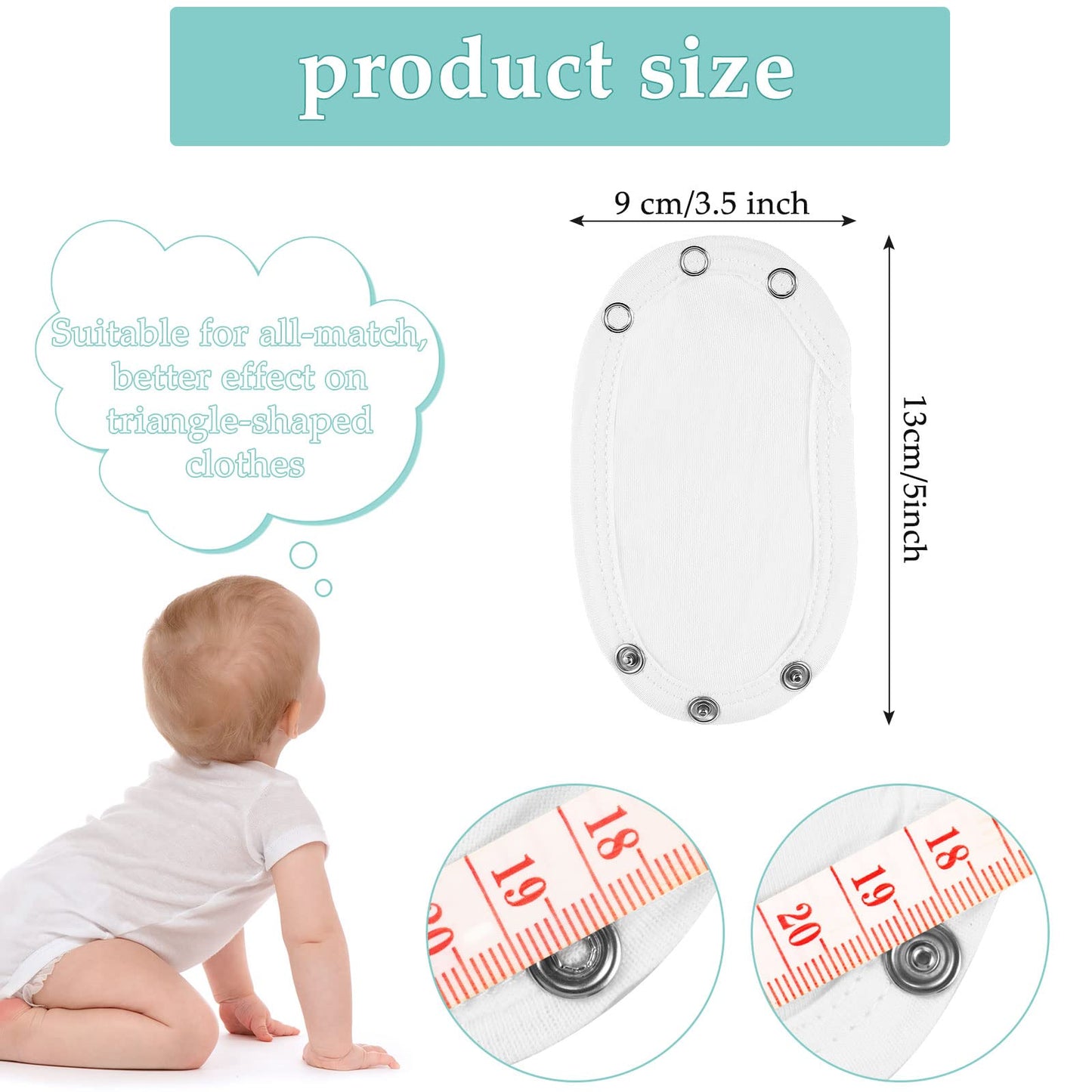 Bencailor 10 Pieces Bodysuit Extender For Baby Boys Girls Toddler Baby Bodysuit Extender(White)
